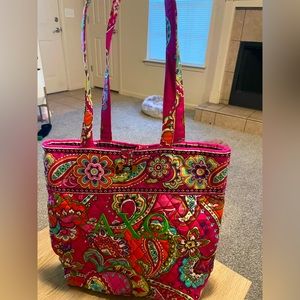 Vera Bradley Alpha Chi Omega Axo embroidered pink swirls tote bag